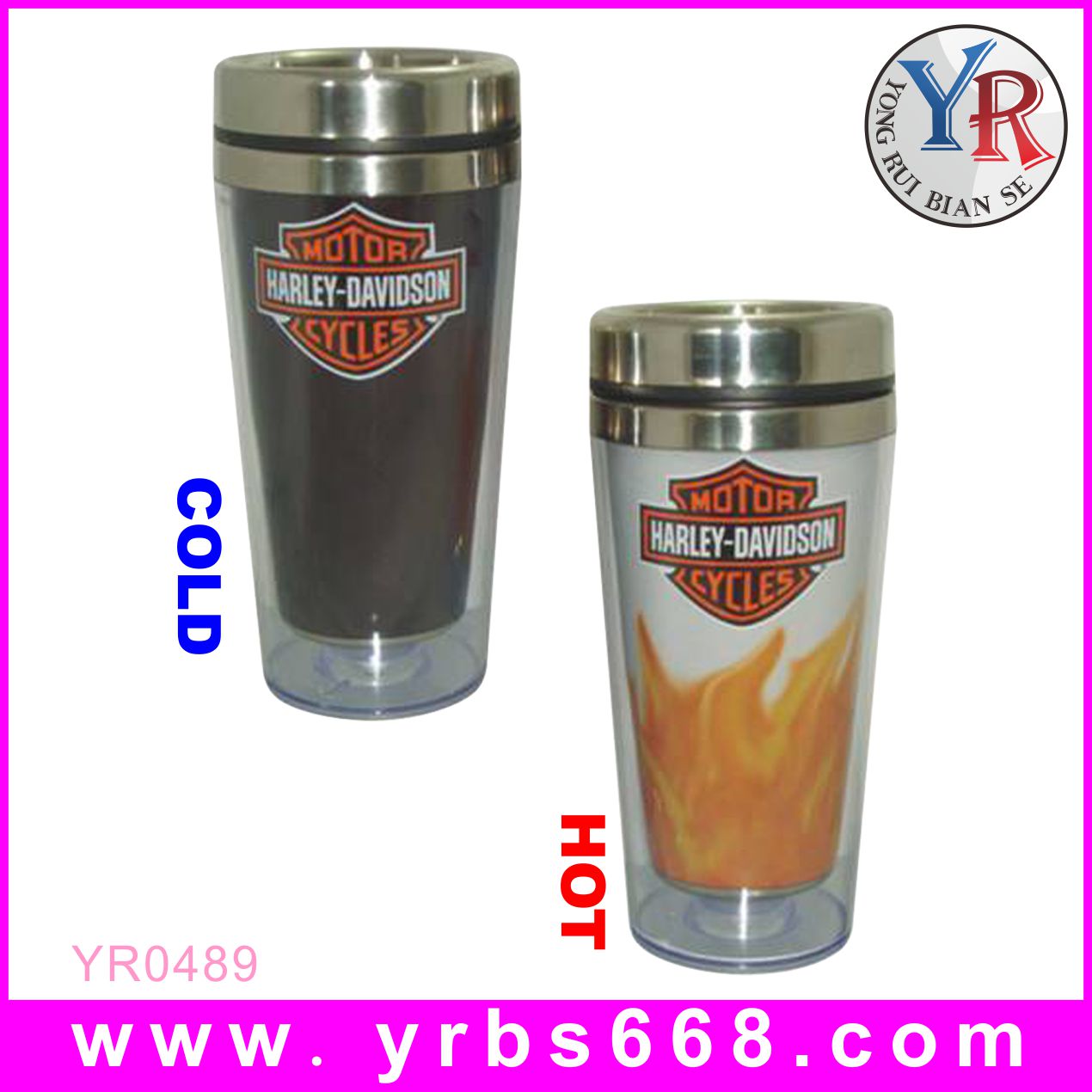 Double stainless steel cup flame color cup