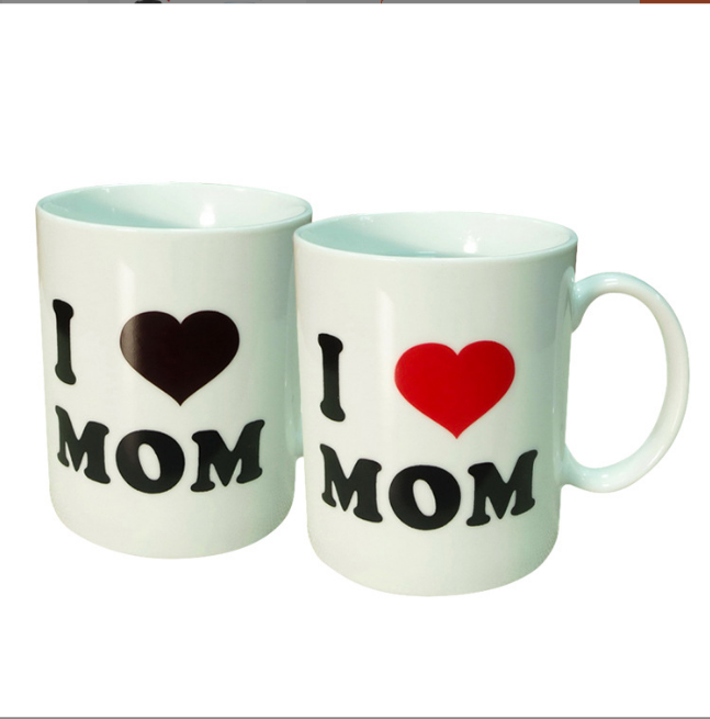 Love ceramic magic cup father gift set ceramic color changin